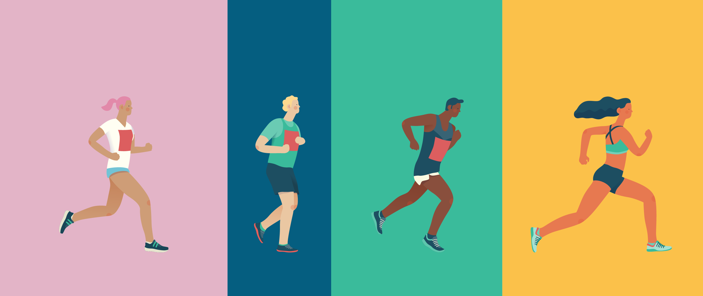 illustration of runners of various ethnicities
