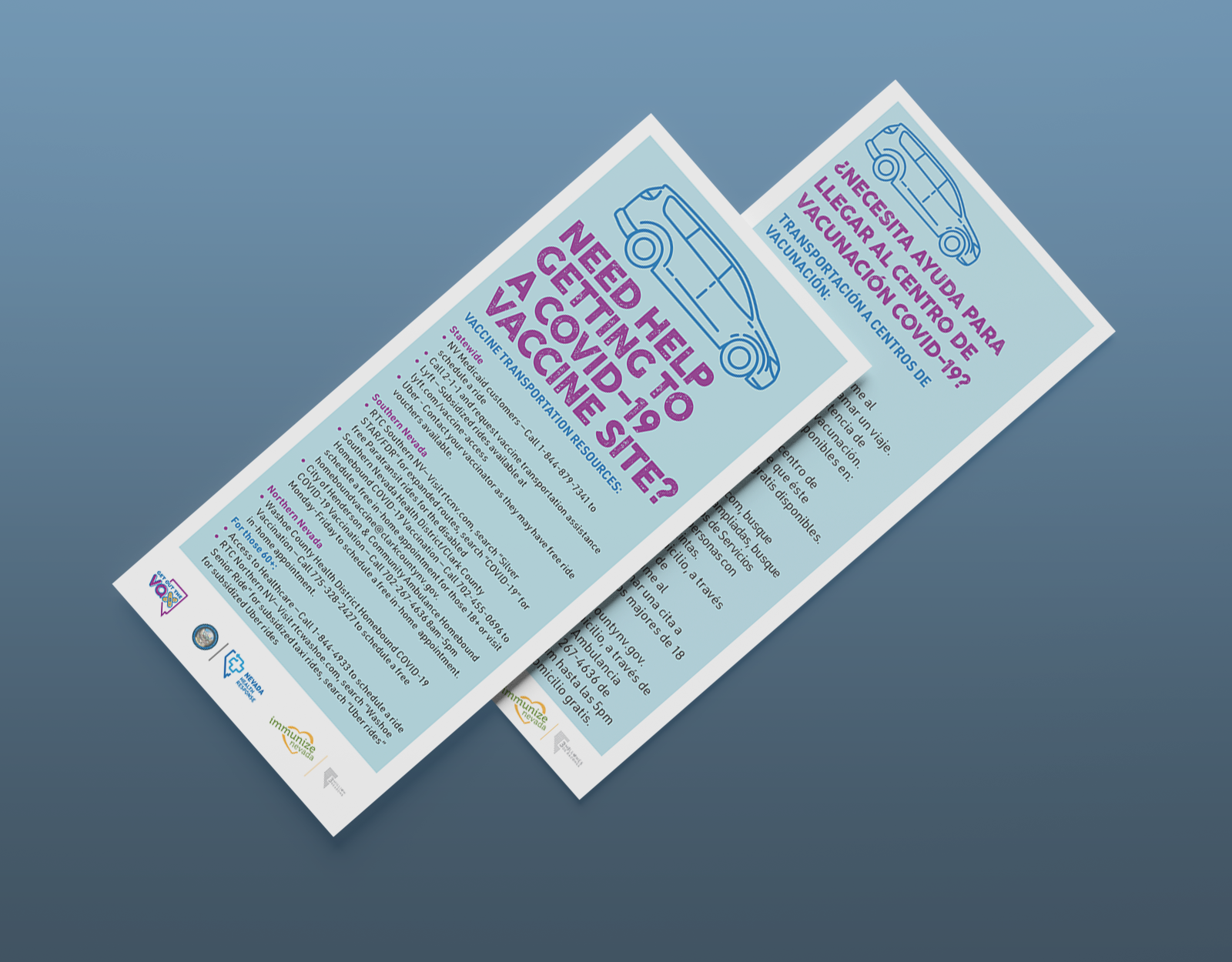 Nevada Health Response rack cards with vaccine information