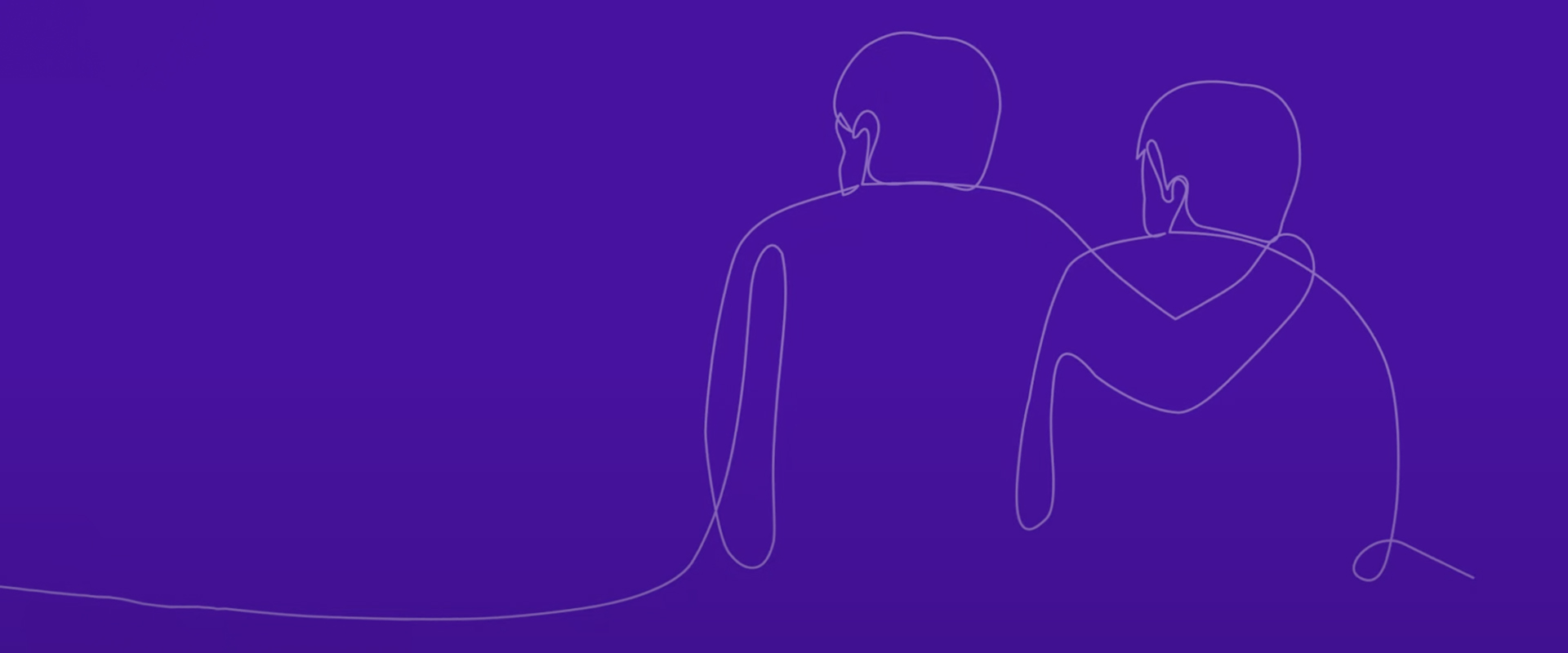 line art of person with hand on another's shoulder