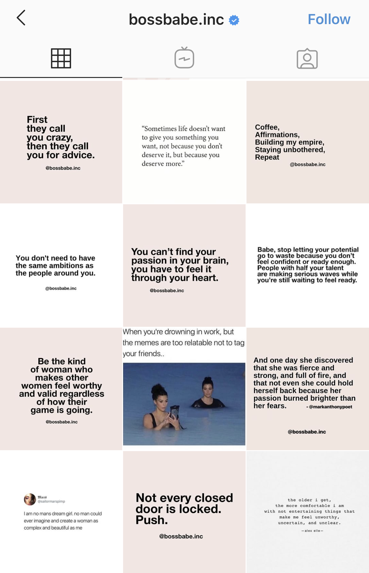 example of line grid on Instagram