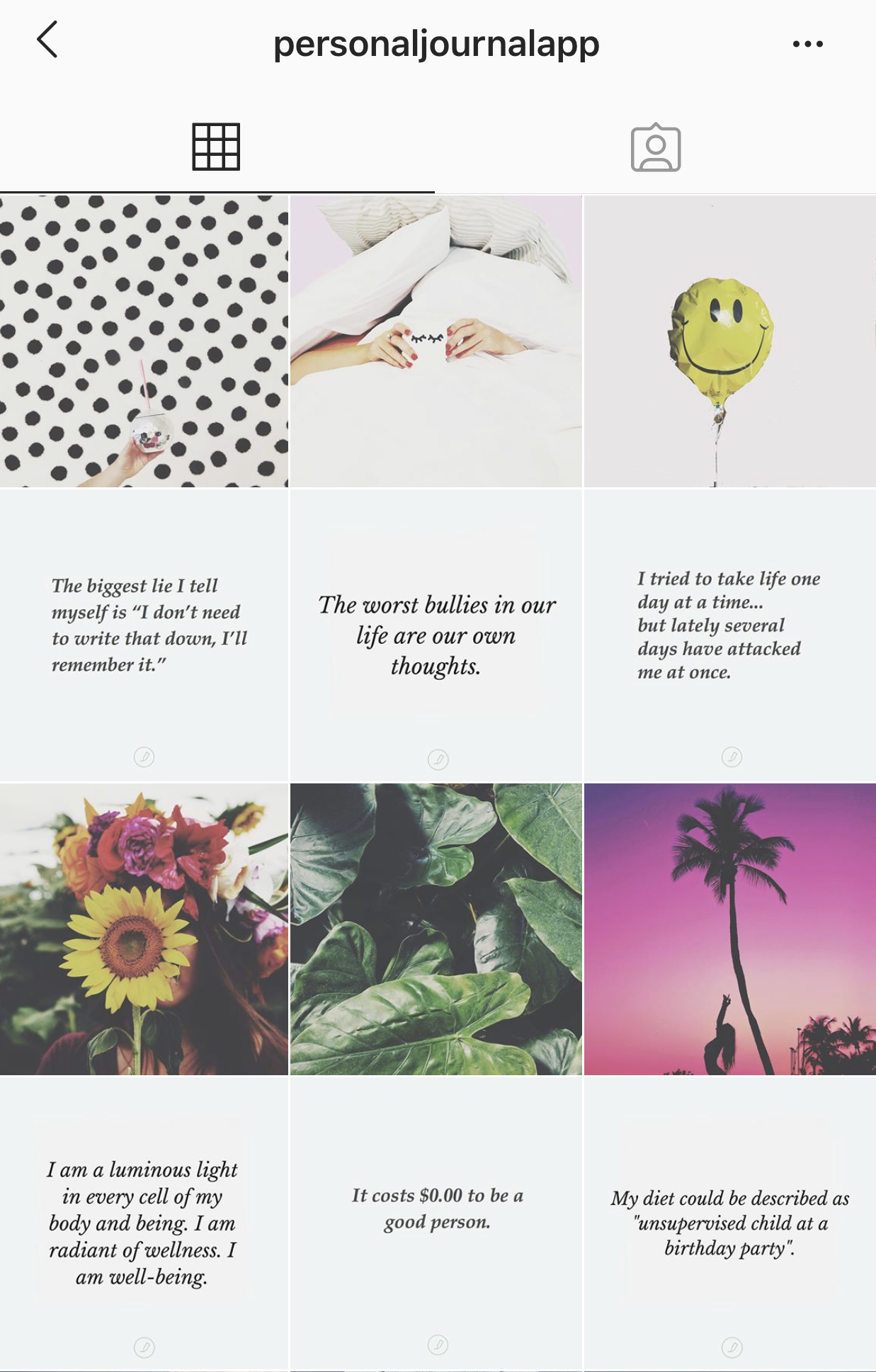 example of line grid on Instagram