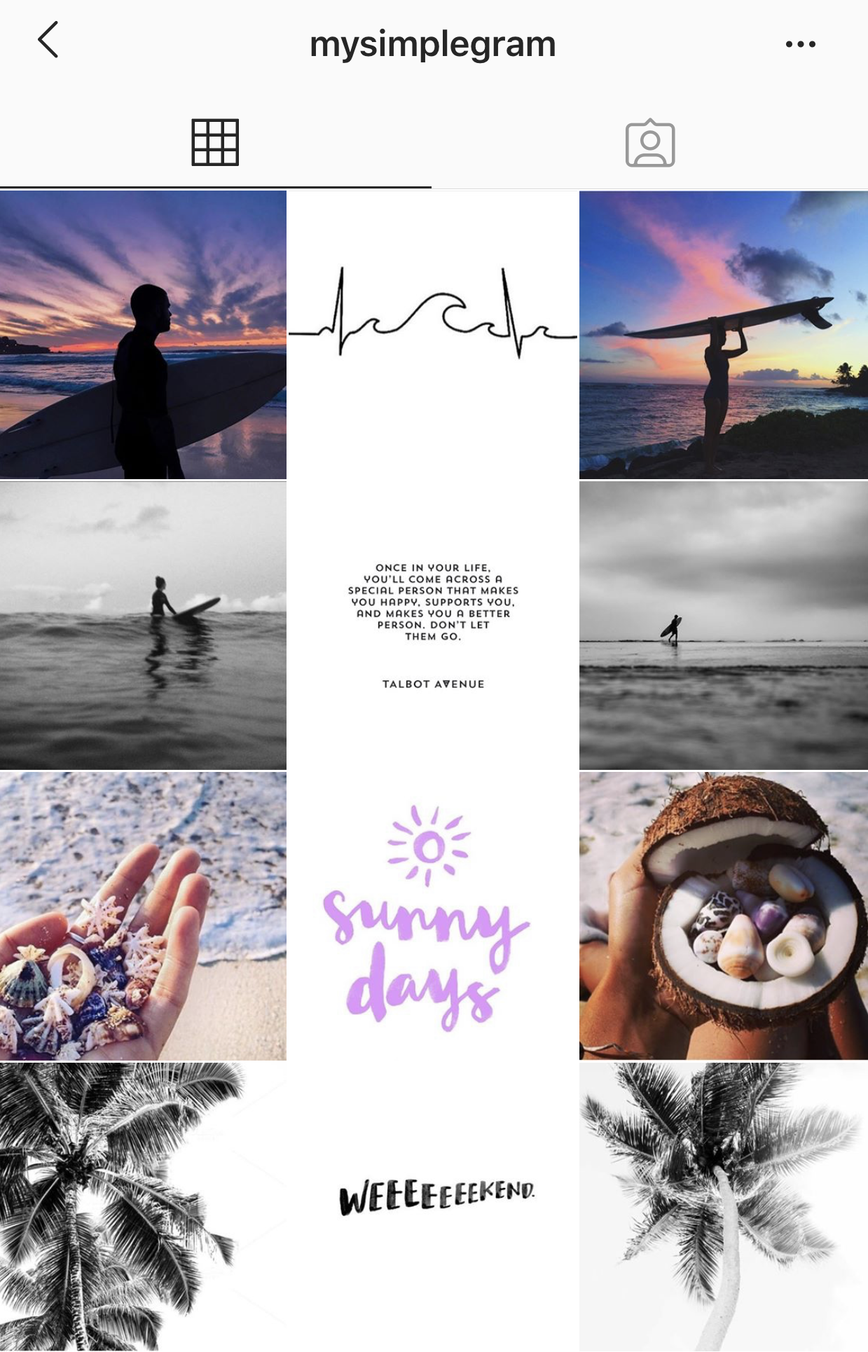 example of line grid on Instagram