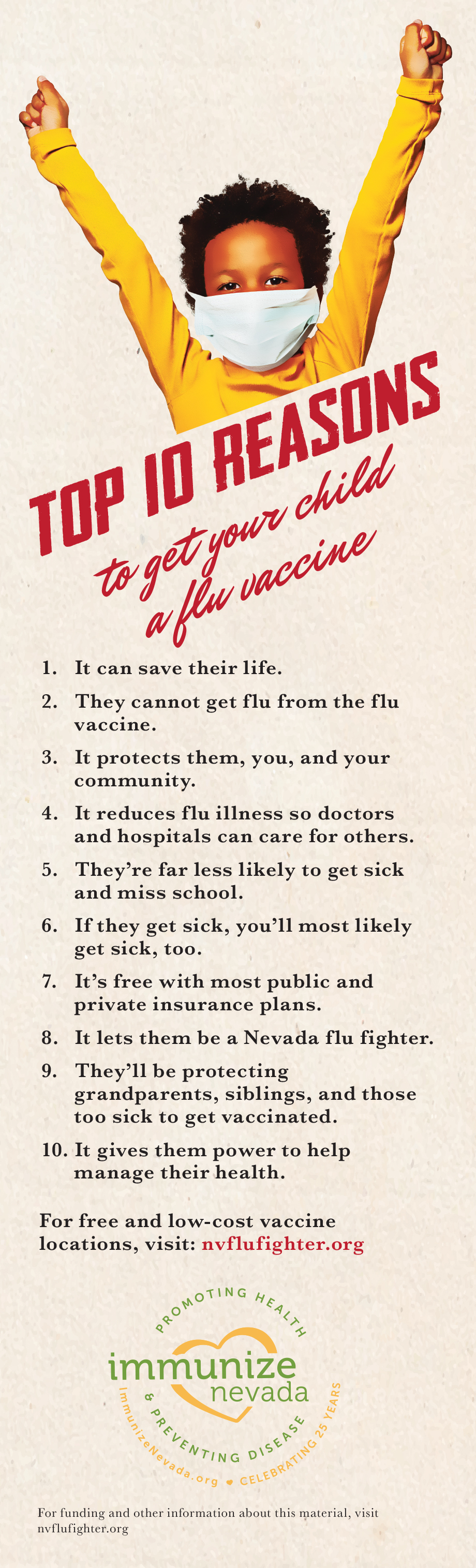 top 10 reasons to get a Flu vaccine bookmark