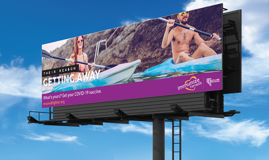 3 Million Reasons Billboard featuring man and women kayaking 