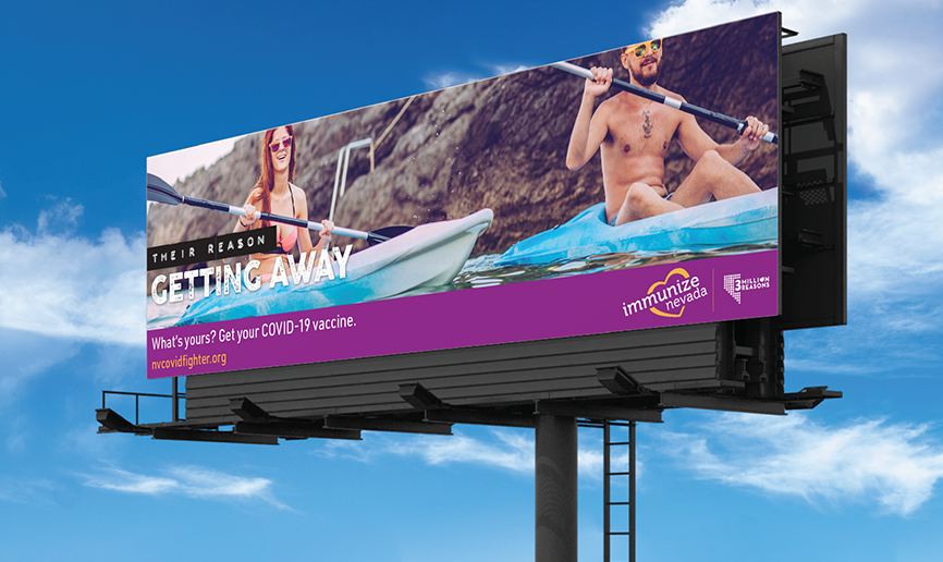 3 Million Reasons Billboard featuring man and women kayaking