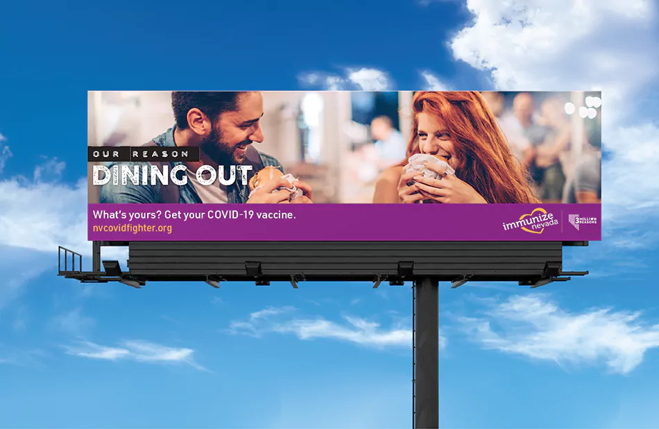 3 Million Reasons billboard ad featuring couple eating hamburgers 
