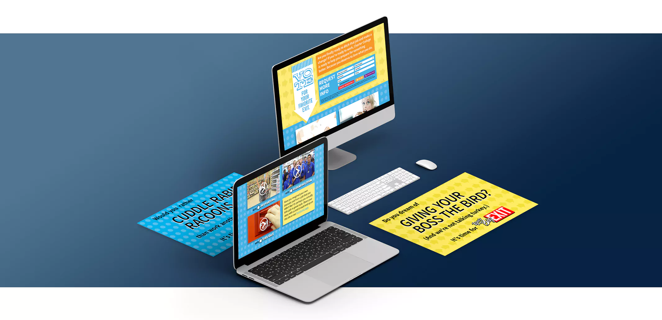 Charter College "Big Exit" campaign collateral