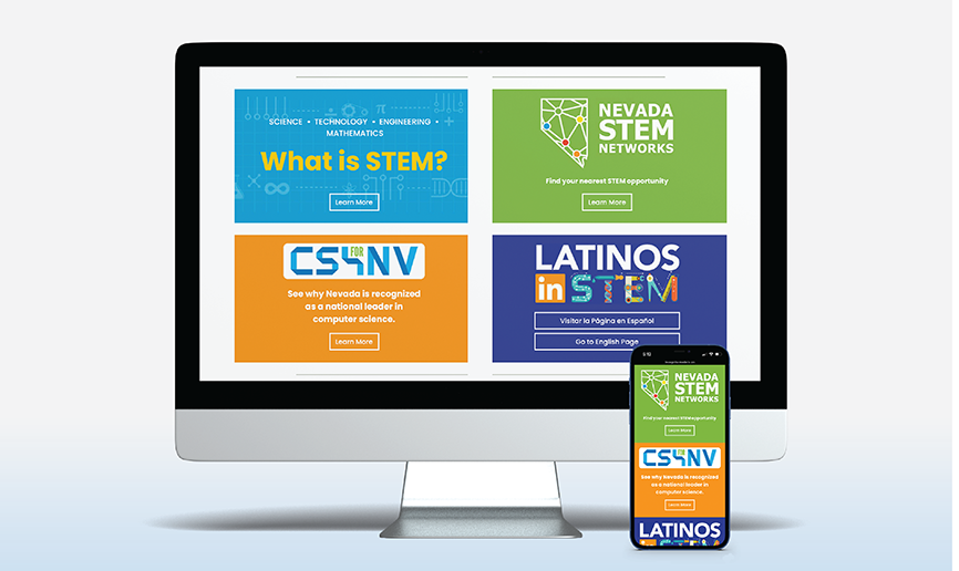 NV STEM Hub website example on desktop and mobile