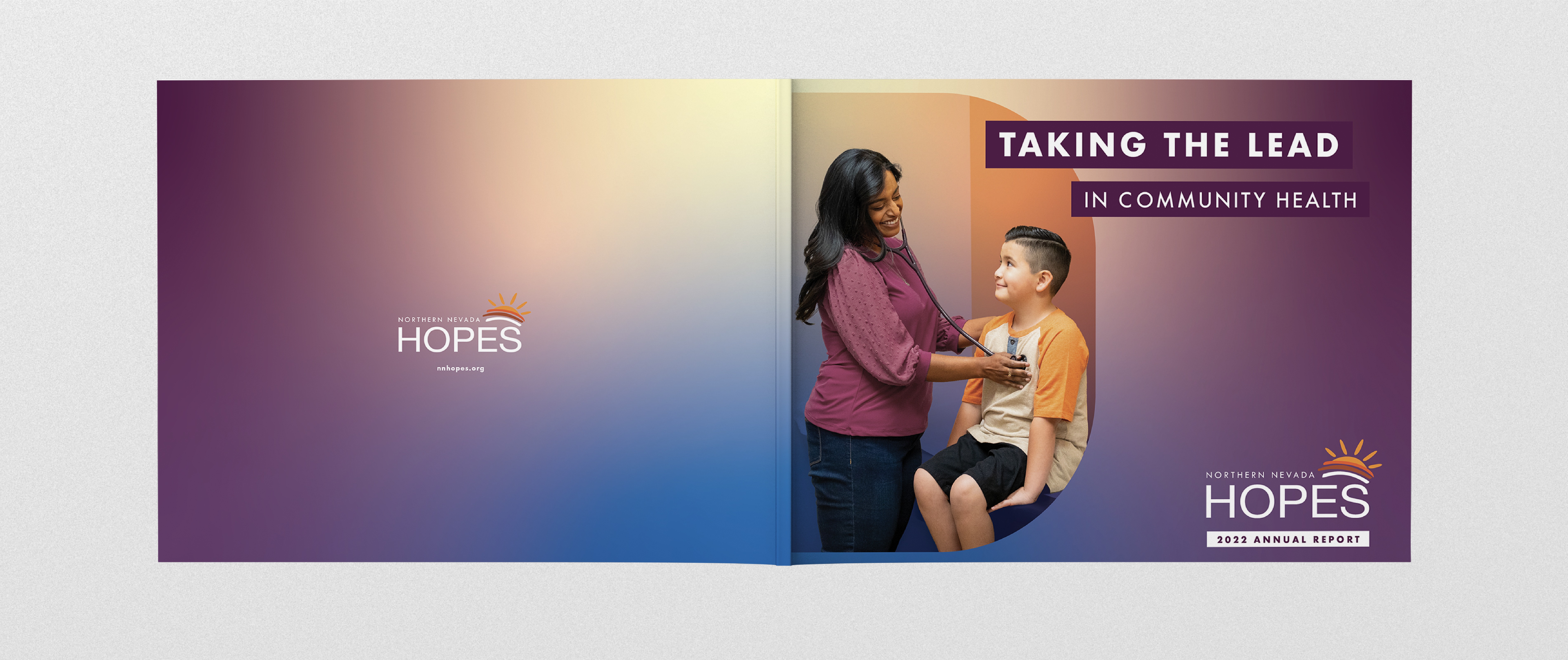2022 annual report cover showing doctor with young patient with headline "taking the lead in community health"