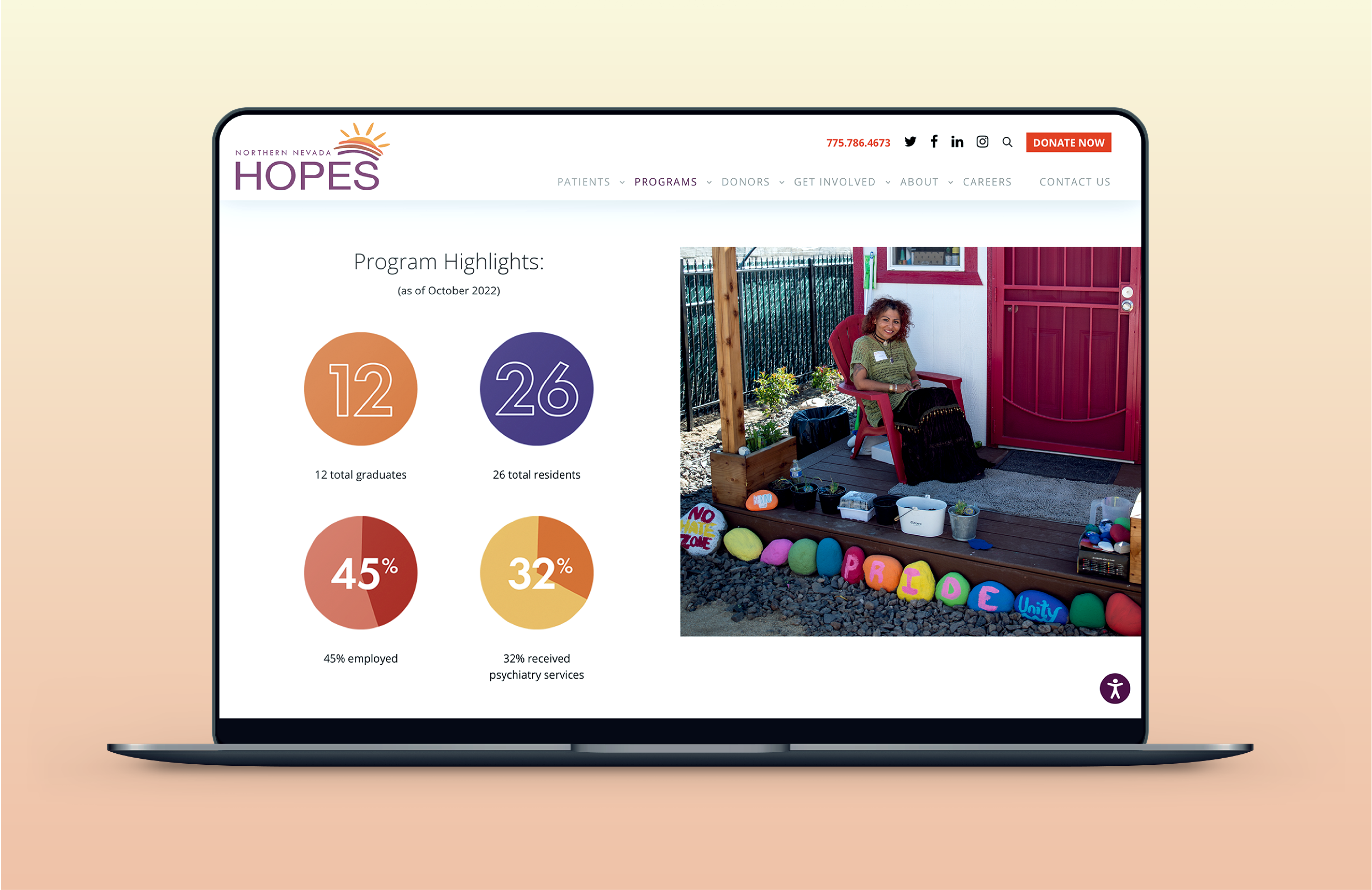 mockup of bridge housing landing page with program highlights