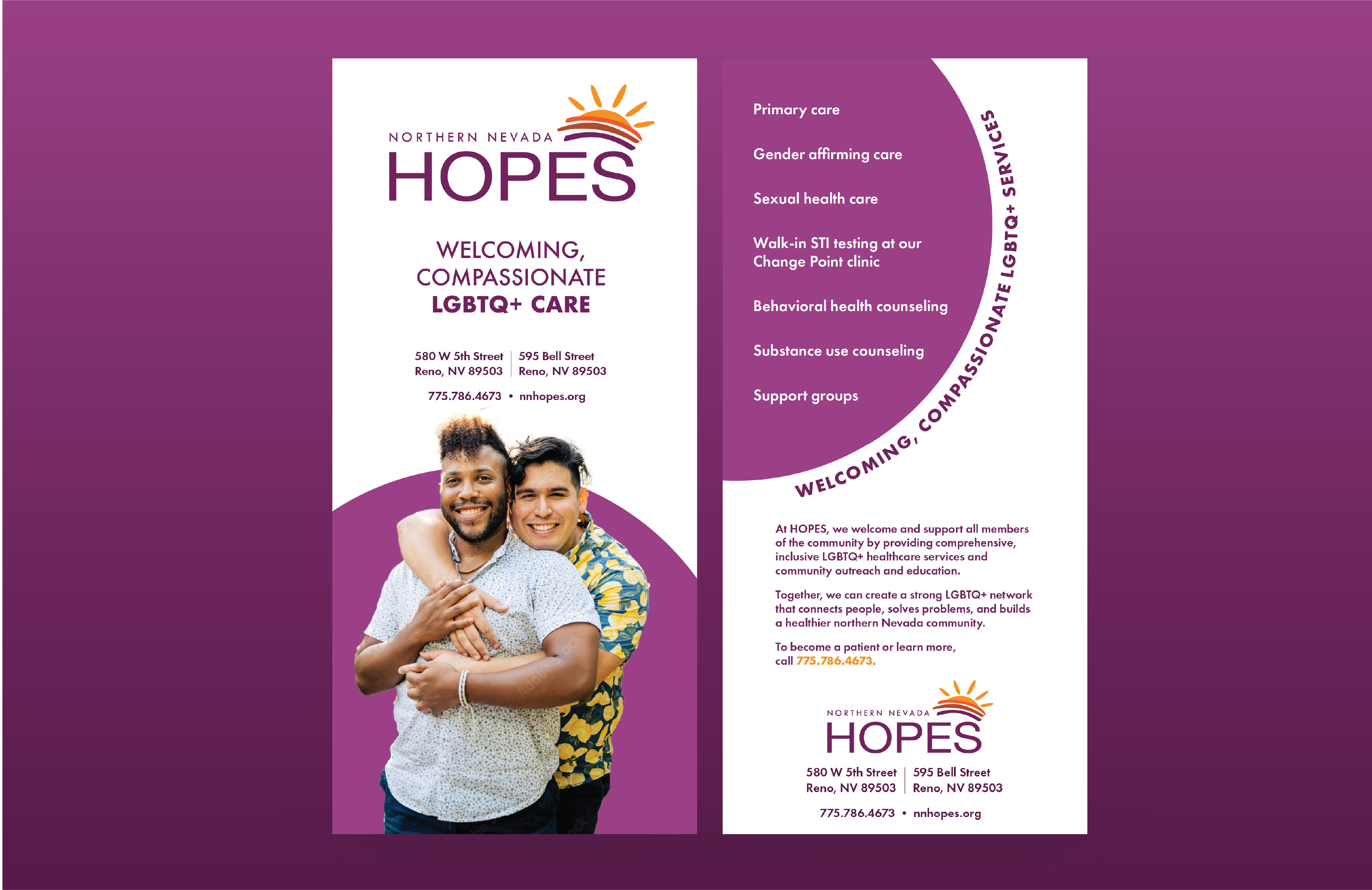 rack card focused on compassionate, gender affirming care
