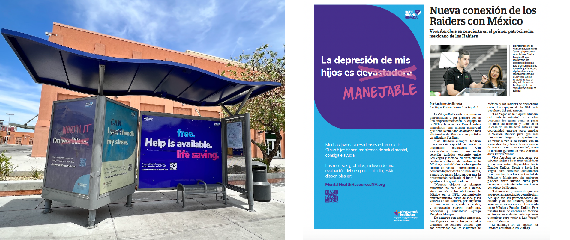 Hope Means Nevada ads on bus station and newspaper