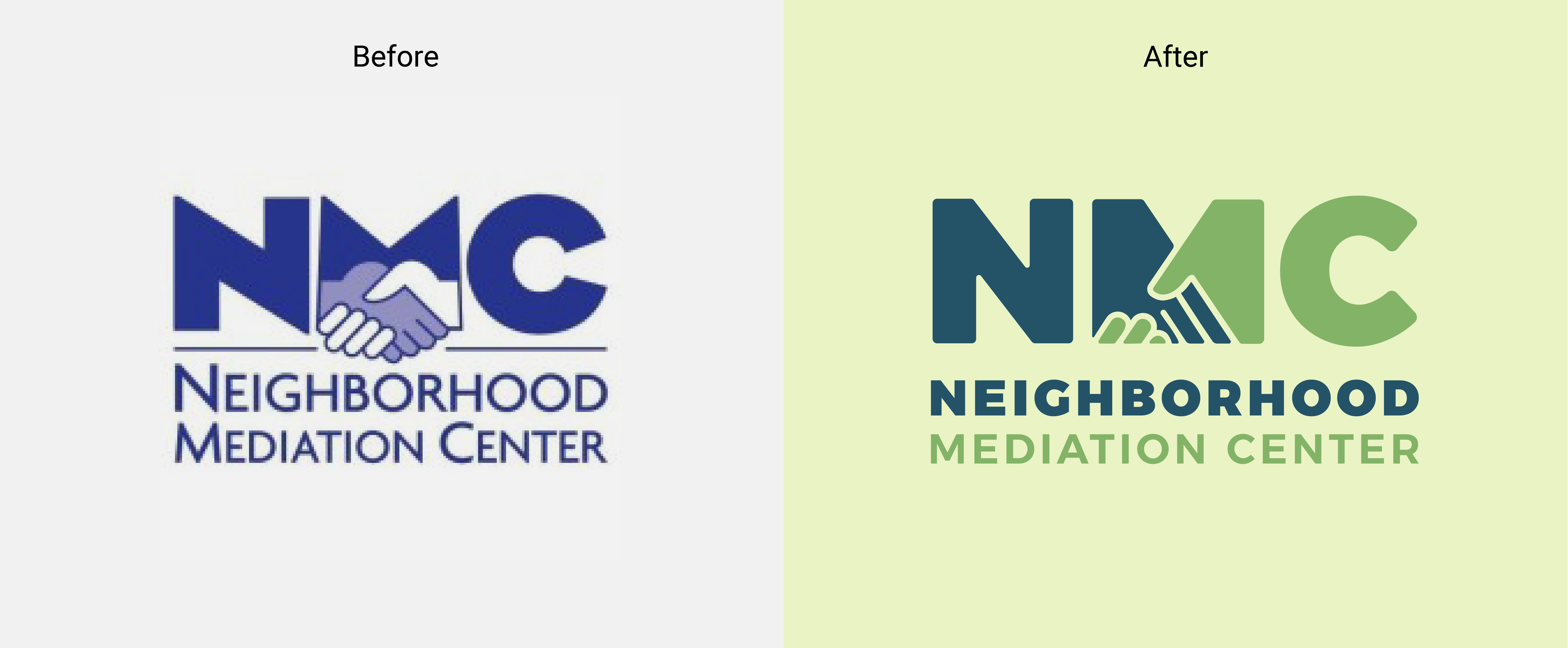 neighborhood mediation center logo before and after