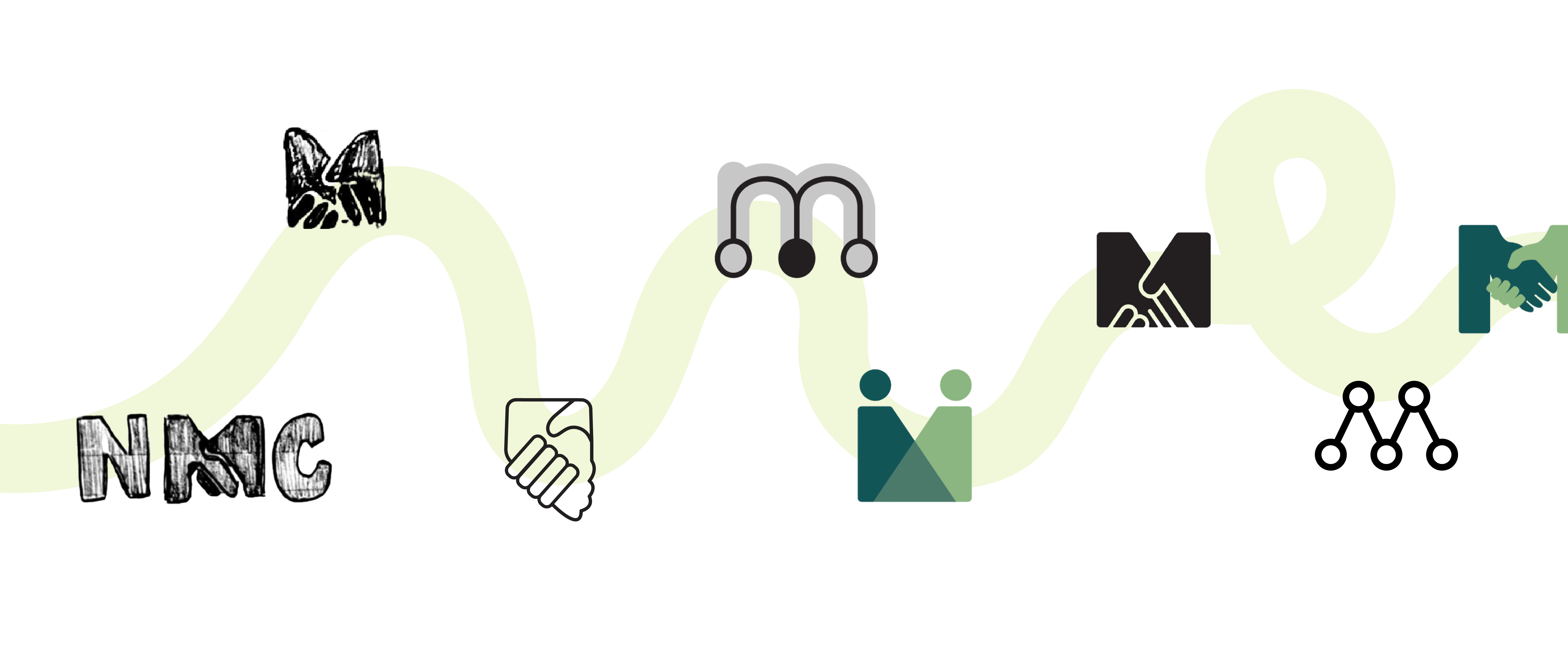 graphic showing evolution of neighborhood mediation center logo