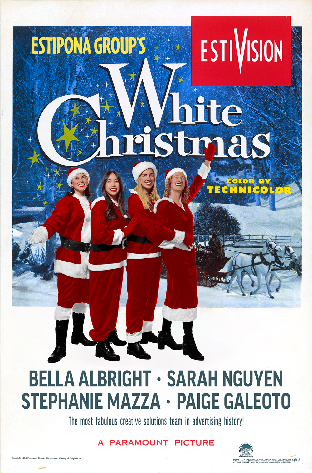 Estipona Group Christ Card - White Christmas featuring Bella, Sarah, Stephanie and Paige