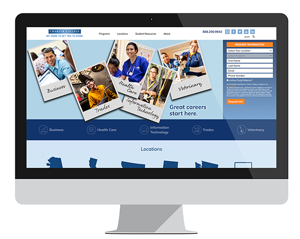 Charter College website mockup