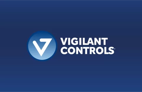 Vigilant Controls Logo over blue background