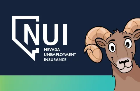 Nevada Unemployment Insurance logo with Benny the Bighorn mascot