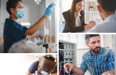Diverse Image compilation of workers from different backgrounds