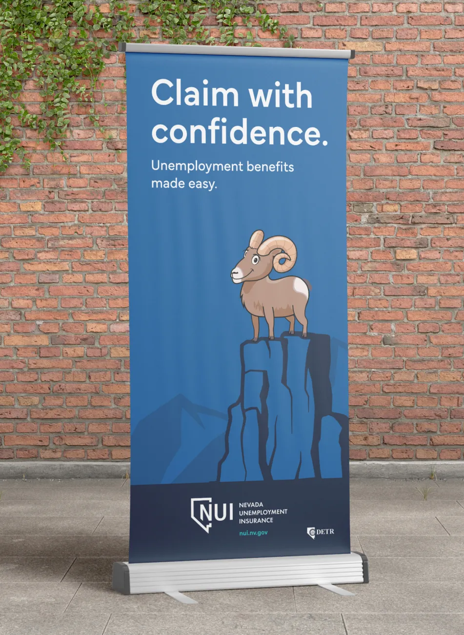 banner featuring Benny the Bighorn on a mountaintop that says "claim with confidence"