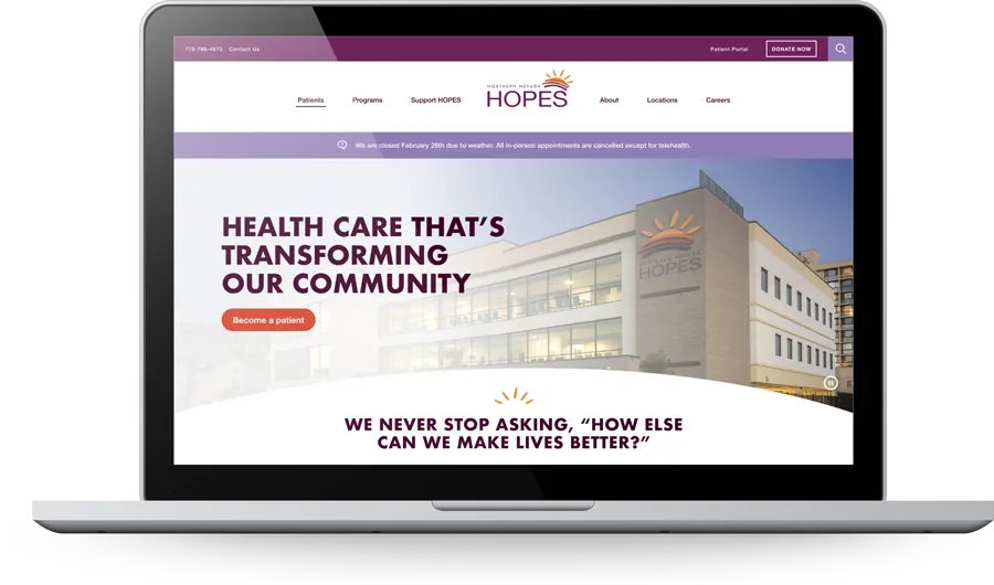 Northern Nevada Hopes website mockup