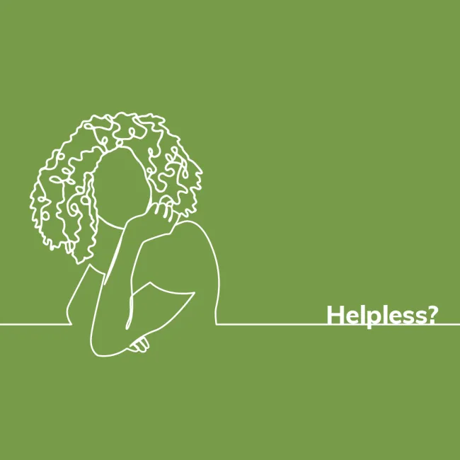 second part of Nevada Health Centers ad featuring line art of a women with the header: Helpless?