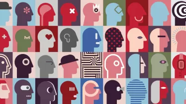 A picture of images of different faces to represent diversity, equity, and inclusion.